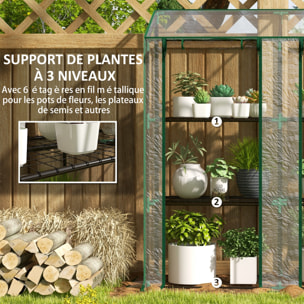 Invernadero de Jardín de 3 Niveles Invernadero de Terraza con Estantes Techo Inclinado y 2 Puertas con Cremallera para Cultivo de Plantas en Patio 143x46x141/151 cm Transparente