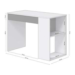 Mesa de escritorio Adam Blanco Artik (Blanco Mate) - Gris Grafito