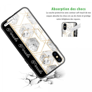 Coque iPhone X/Xs Coque Soft Touch Glossy Marbre Noir Paradis Design La Coque Francaise