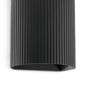 SOLE Lampada da parete rotondo nero scanalata