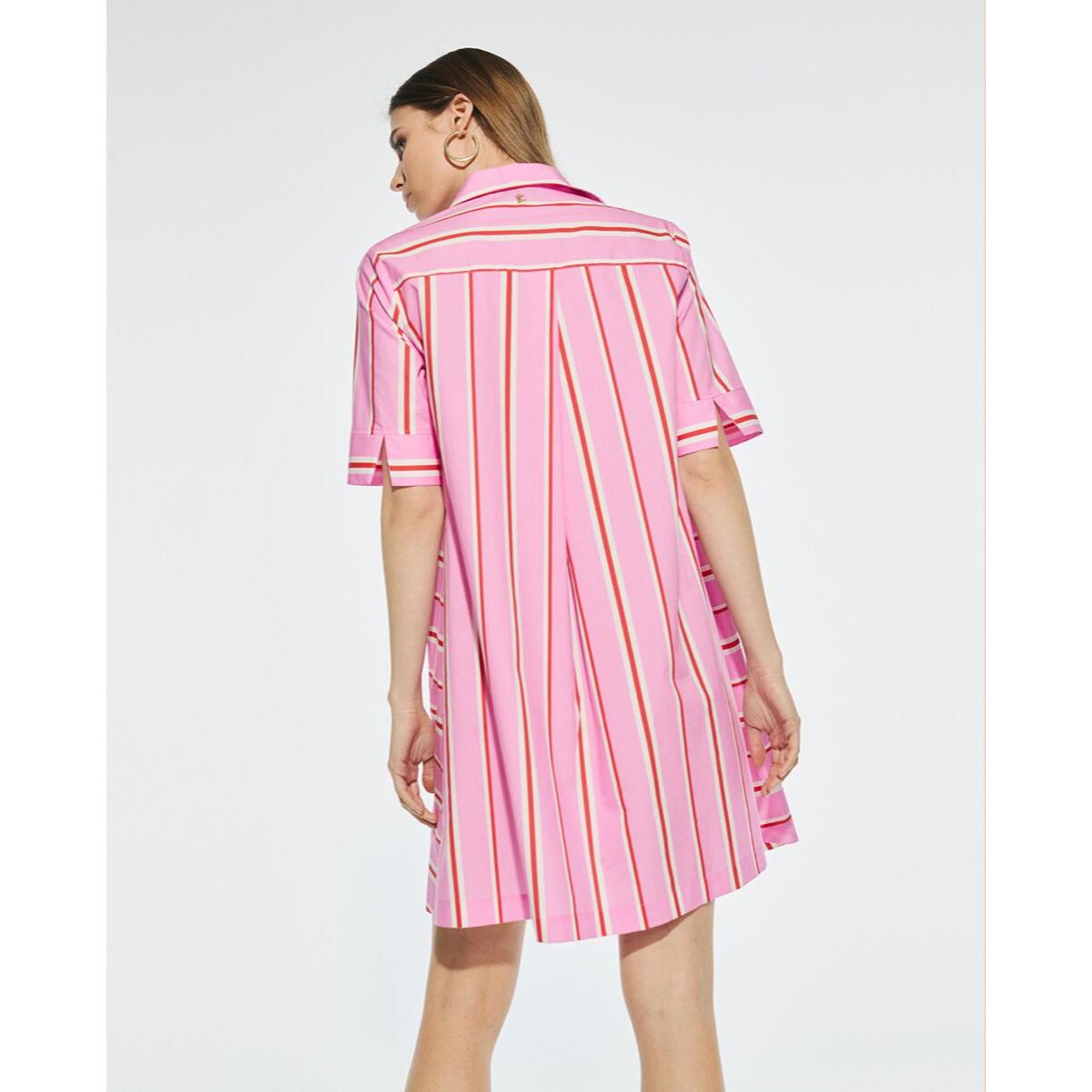 Abito Camicia a Righe Maniche Corte