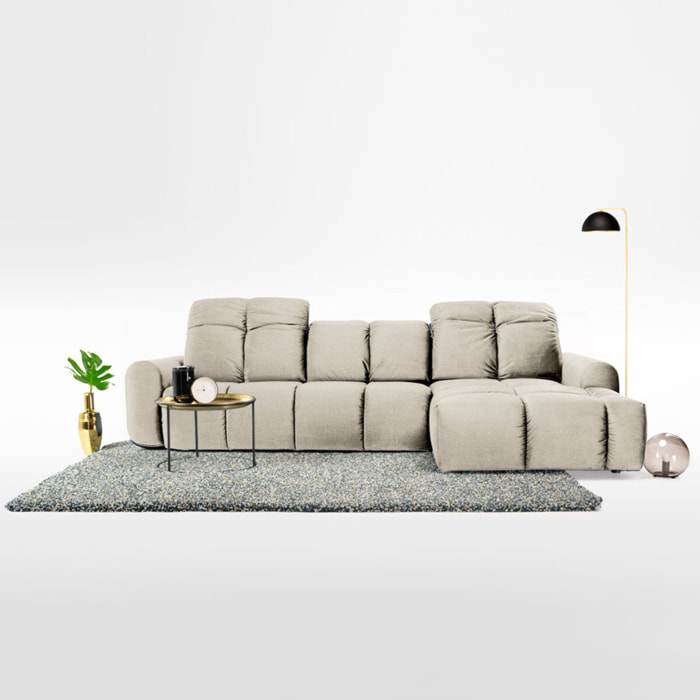 Canapé d'Angle Droit Tissu Anacapri, 3 Places, Repose-têtes Ajustables, Style Contemporain