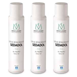 MEDICAFARM - Crème réfrigérante SEDADOL au menthol - Effet froid - Aide à soulager les douleurs et sensations de jambes lourdes - 3 flacons airless 250 ml