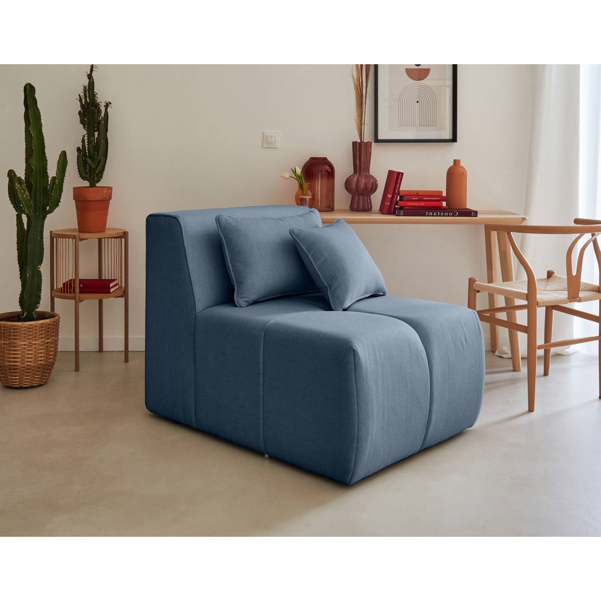 Caracas - canapé modulable d'angle droit - 5 places - en tissu - Bleu