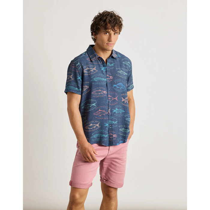 Camisa Manga Corta Azul Marino - Fishtail