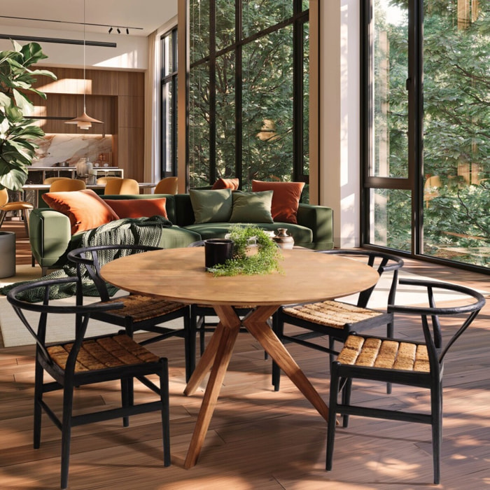 SIXTINE - Table à manger ronde en bois de teck recyclé D130cm