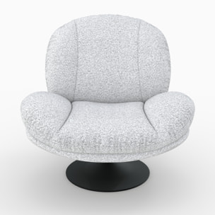 Fauteuil pivotant en tissu bouclé gris chiné - Ricci