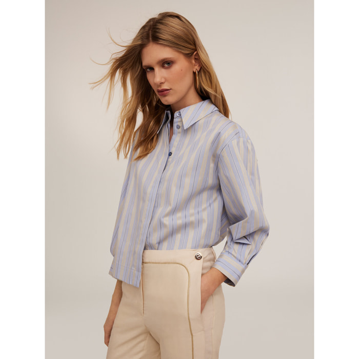 Motivi - Camisa boxy a rayas - Light - blue