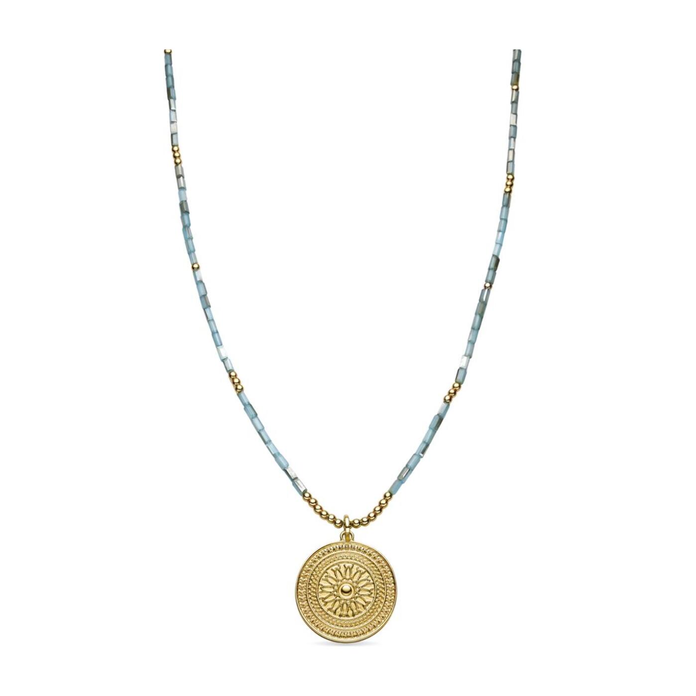 Collar con Cristal Azul acabado oro 18k