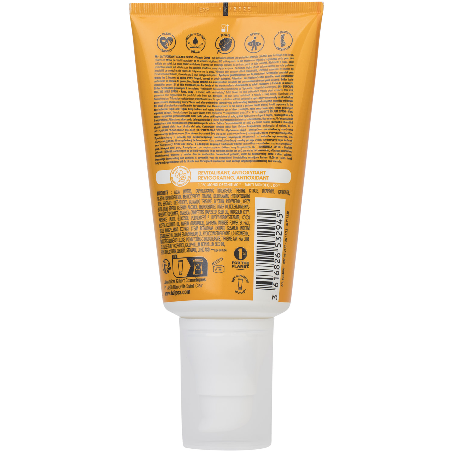 Lait Fondant Solaire SPF50+ - Au Monoï de Tahiti Hydratant et aux Extraits Végétaux Bio 150 ml