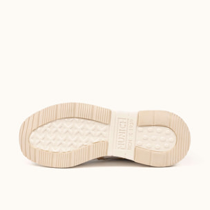 Zapatillas de diseño retro con volumen Blanco, Dorado y Animal Print MUNICH WAVE 182