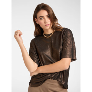 Elena Mirò - Camiseta de punto laminado - Marrón