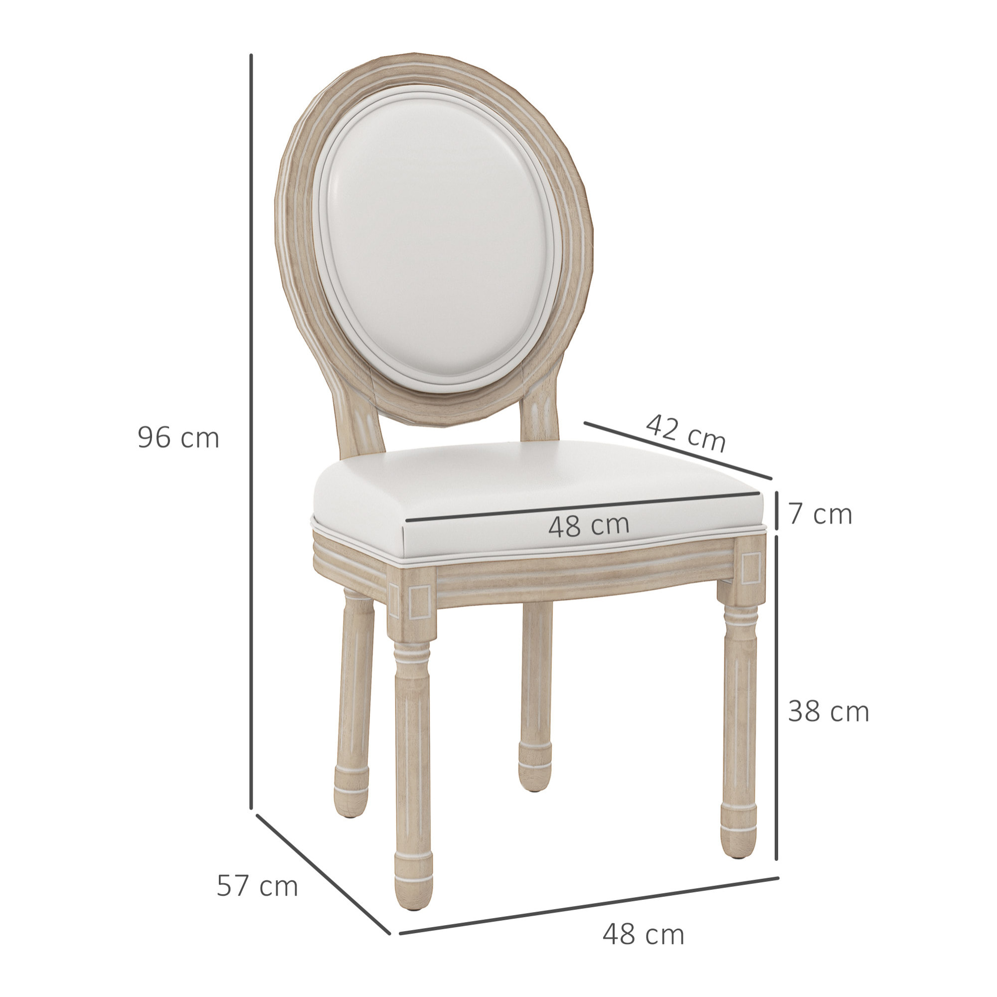 Lot de 2 chaises de salle à manger médaillon style Louis XVI bois sculpté crème