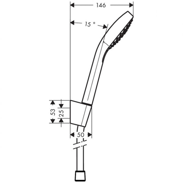 Ensemble support mural et douchette Vario avec flexible de douche 160 cm blanc/chromé Croma Select S