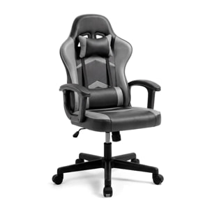 Silla gaming reclinable y con altura ajustable en negro y gris Raptor Negro - Gris