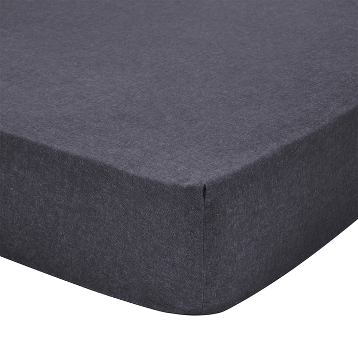 Drap housse uni en flanelle de coton, bonnet de 30cm, FRISSON, Gris Anthracite