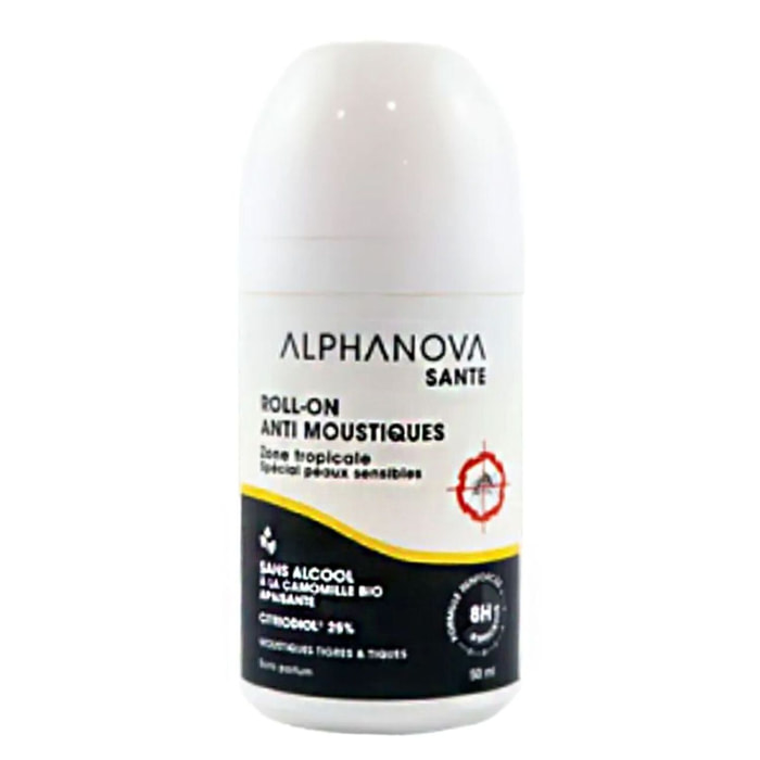 Alphanova Santé - Roll On Anti-Moustiques Adulte Zone Tropicale 50 ml