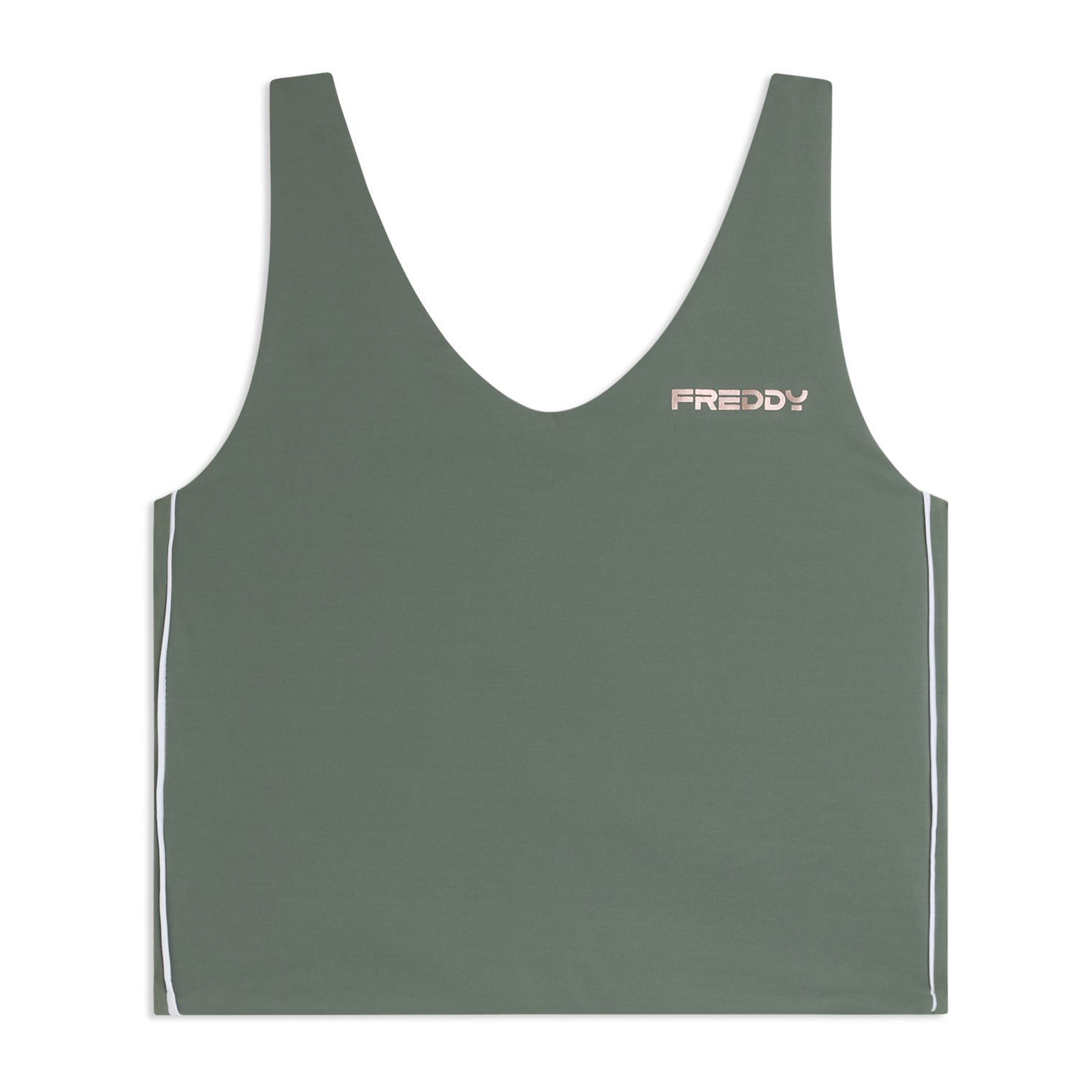 Canotta cropped slim fit con scollo a V in jersey quick dry