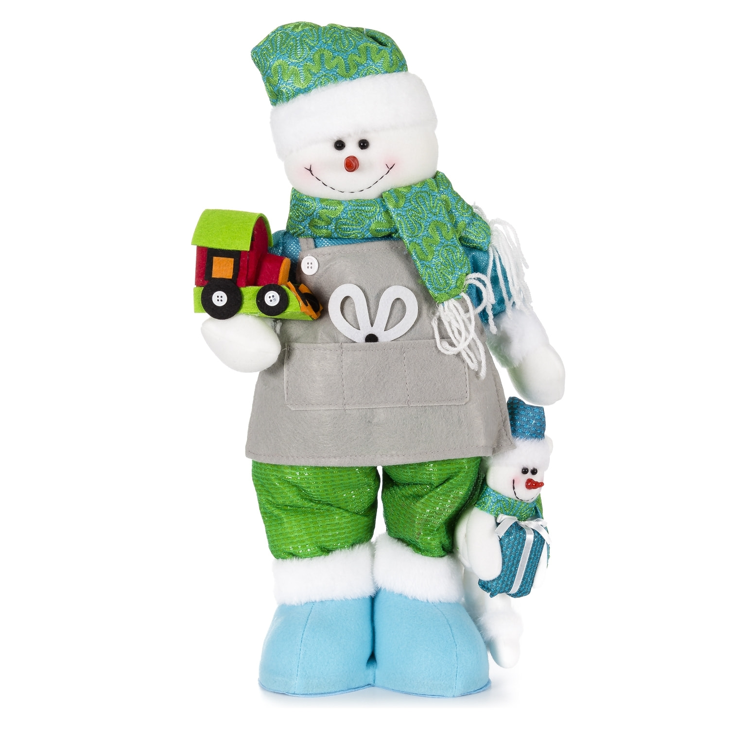 DAM  Pupazzo di neve con trenino e mini pupazzo di neve, 50 cm. 26x11x50 cm. Colore verde