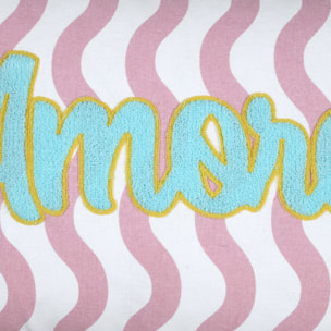 Coussin polycoton AMORE - Rose