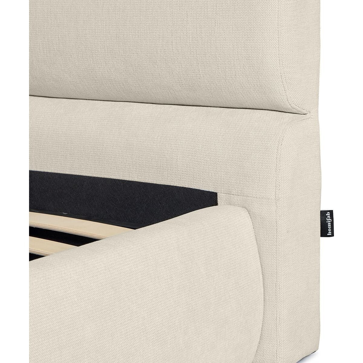 Lit coffre adulte avec tête de lit capitonnée en tissu chenille - SIMON
