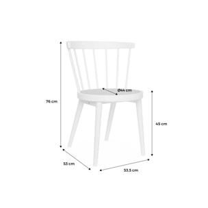 Lot de 2 chaises naturelles en bois et cannage. Nora. L 54 x P 54 x H 76.5cm.