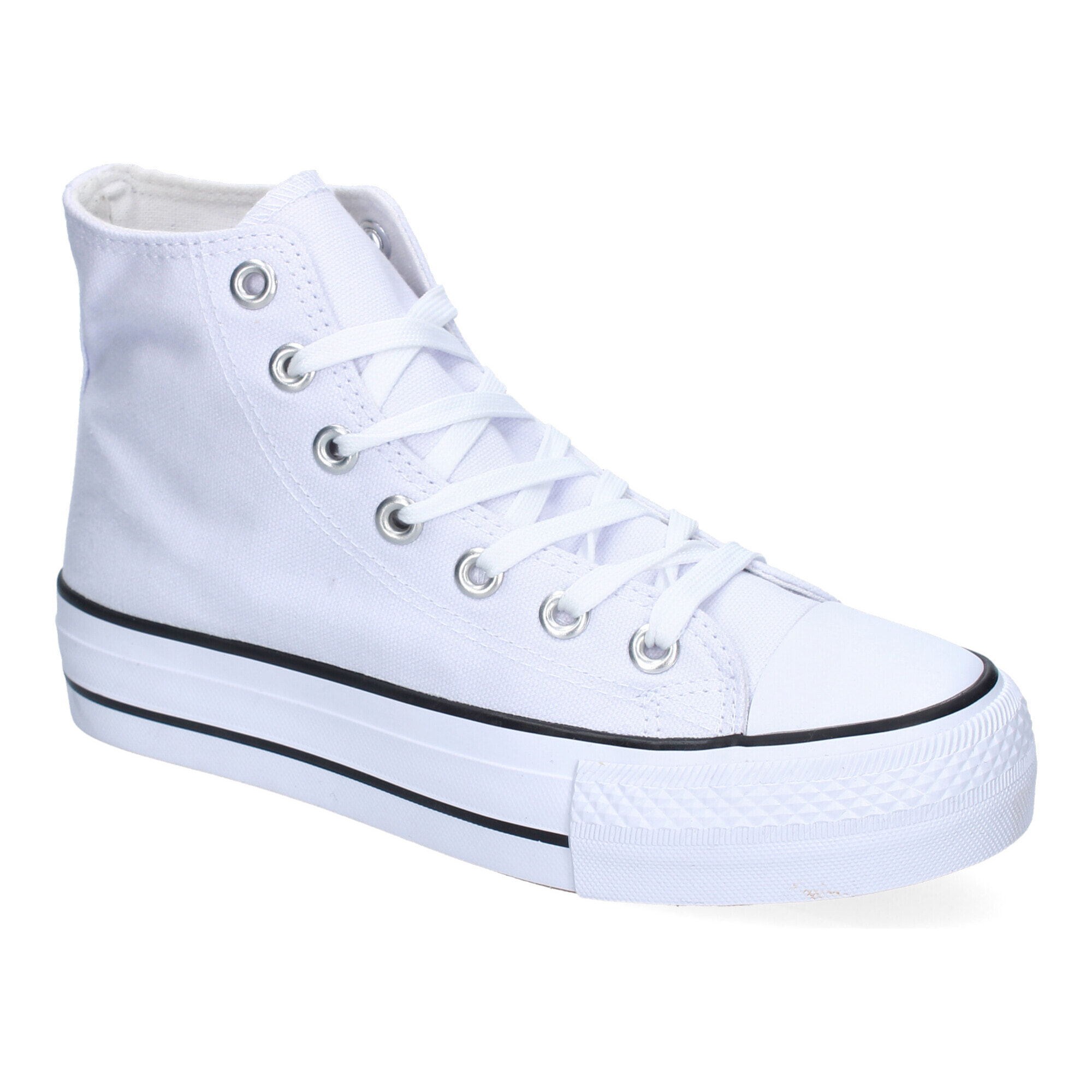 Zapatilla Abotinada de Mujer, Comoda, con Material de Lona, Estilo Bamba