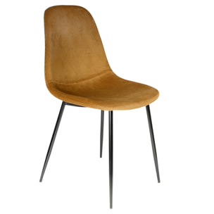 Chaise Velours Cotele Giulia Jaune Moutarde - Lot de 4
