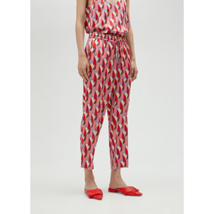 Pantaloni stampa loghi multicolore