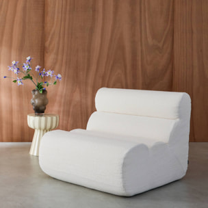 Chauffeuse bouclette texturée blanc 1 place - L 81 x P 99 x H 75cm - Nova