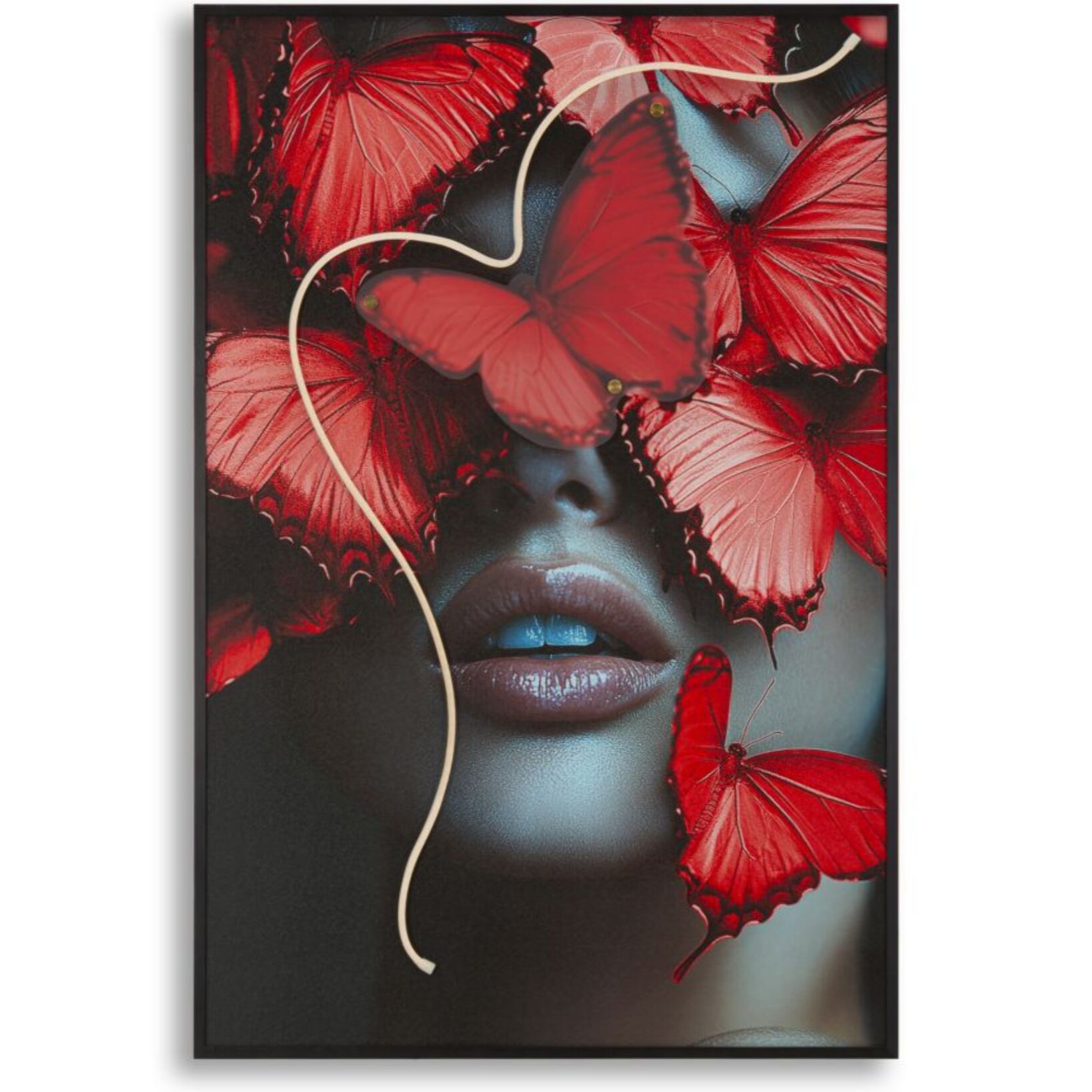 STAMPA C/LED SU TELA BUTTERFLIES CM 60X3,5X90 (APPLICAZIONE 3D ACRILICO)
