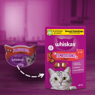 WHISKAS Temptations 6 Friandises pour chat au Bœuf (6x60g)