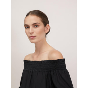 Motivi - Blusa off-shoulders con inserti crochet - Nero