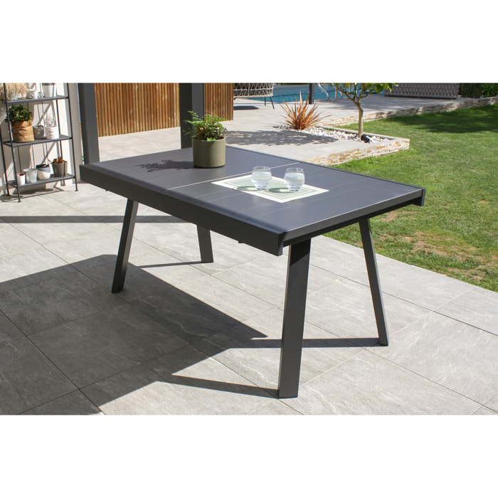 STOCKHOLM - Ensemble repas de jardin 6 places en aluminium gris anthracite