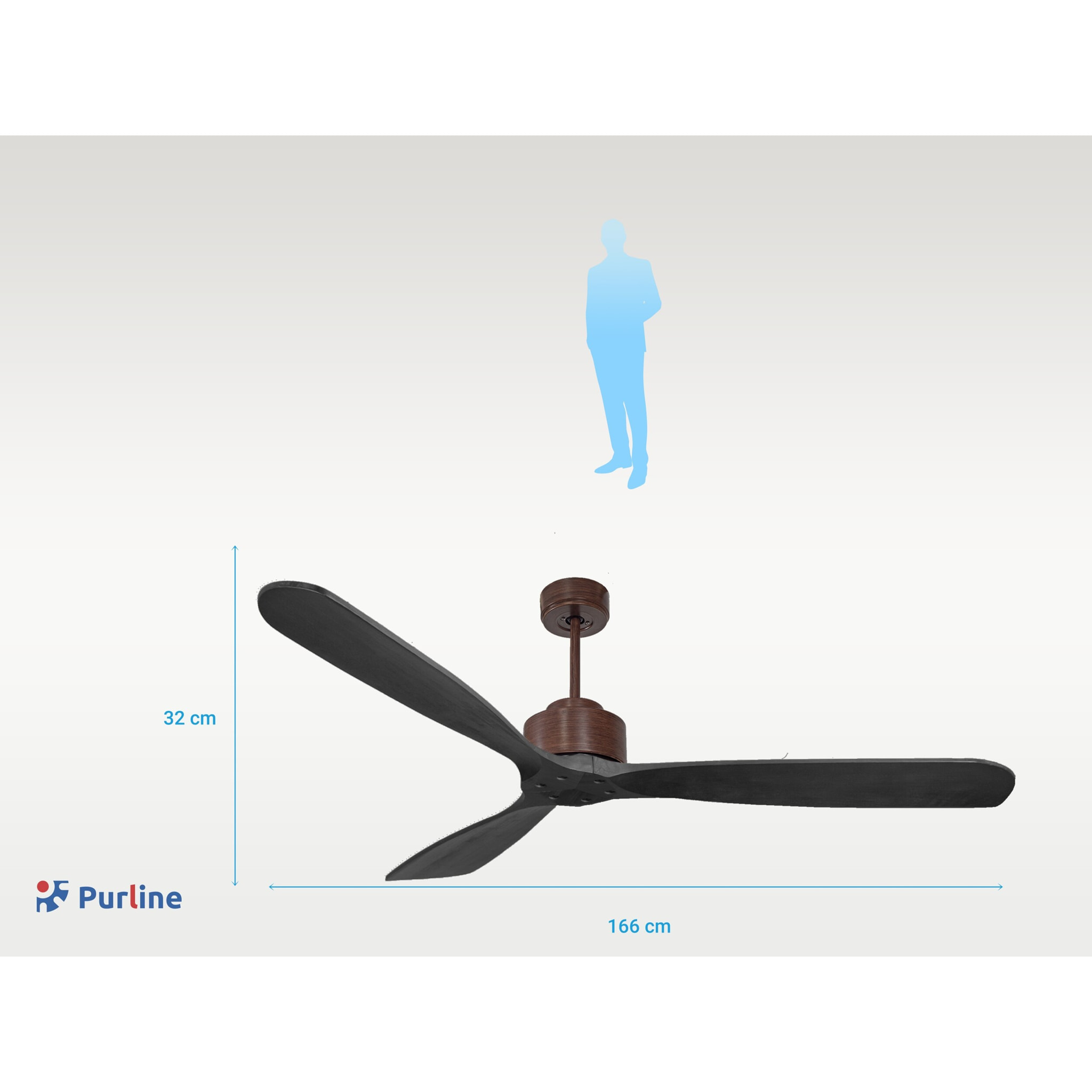 Ventilateur de plafond ø166 cm avec Wifi Réversible Hypersilence 40   W brun