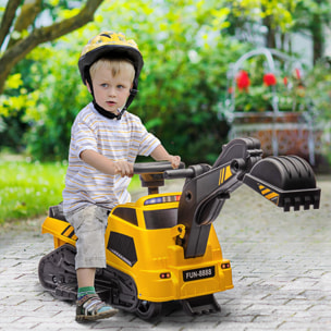 Tractor Excavadora Eléctrica para Niños de Meses Vehículo Infantil 3 en 1 con Batería 6V Pala y Apisonadora Carga 25 kg 100x43x48,5 cm Negro y Amarillo