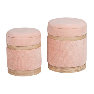 Set 2 Puffs Velvet 36x36x44 31x31x38 Cm