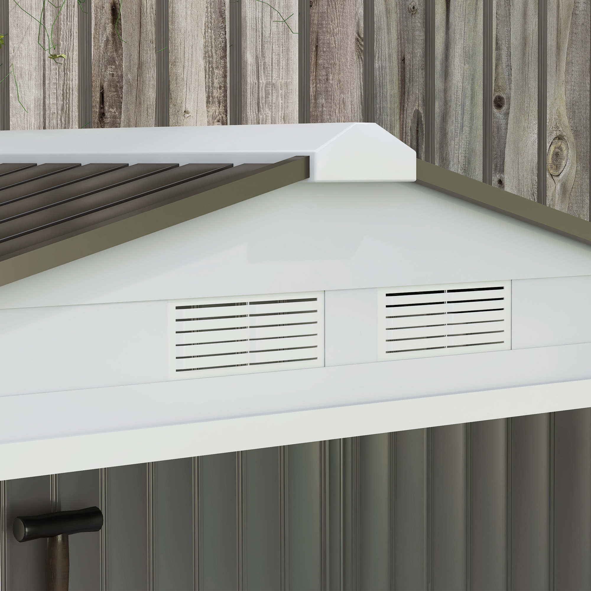 Cobertizo de Jardín 2,5m² con Base de Refuerzo Sin Suelo 213x130x185 cm Caseta de Jardín Exterior con 2 Puertas Correderas y 4 Ventanas para Almacenamiento de Herramientas Blanco