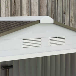 Cobertizo de Jardín 2,5m² con Base de Refuerzo Sin Suelo 213x130x185 cm Caseta de Jardín Exterior con 2 Puertas Correderas y 4 Ventanas para Almacenamiento de Herramientas Blanco