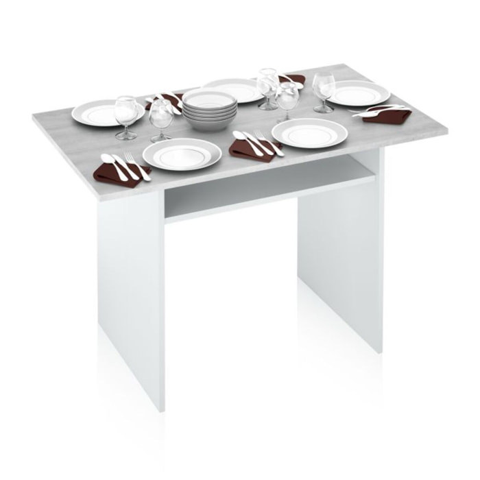 Mesa consola extensible Verti Blanco Artik (Blanco Mate) - Gris Cemento