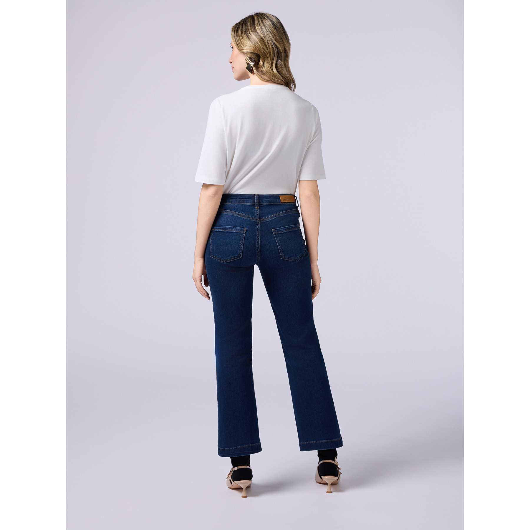 Oltre - Jeans kick flare con fibbie metalliche - Blu