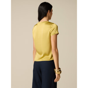 Oltre - Blusa de manga corta en raso - Oro