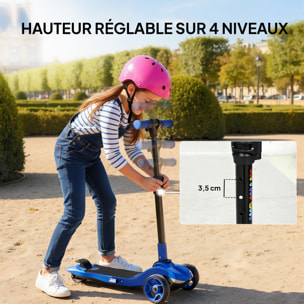 Trottinette électrique enfant pliable 3 roues 8Km/h max LED bleu