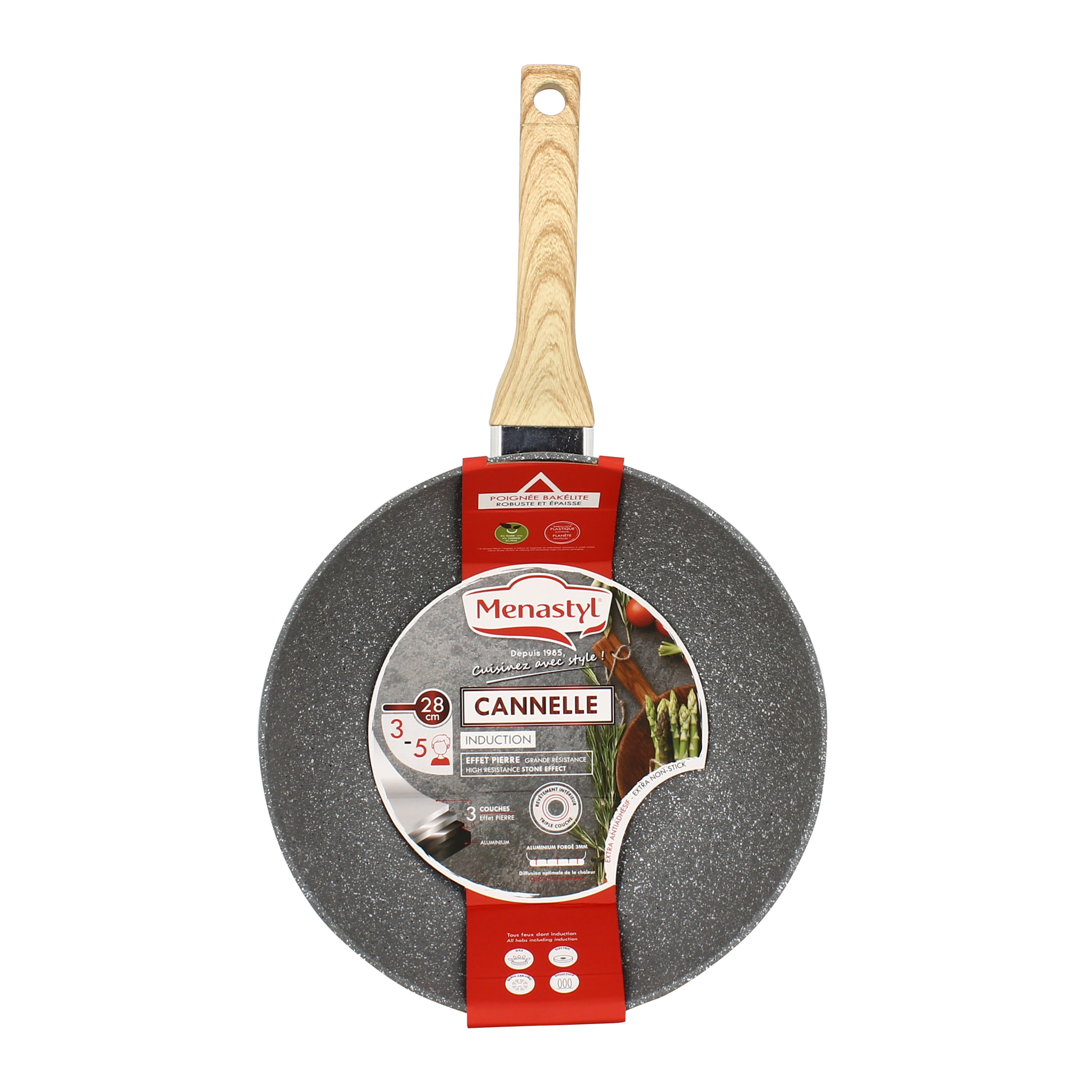 Wok en aluminium effet pierre 28cm - tous feux CANNELLE