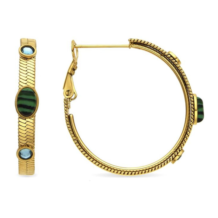 Pendientes con Malaquita acabado oro 18k
