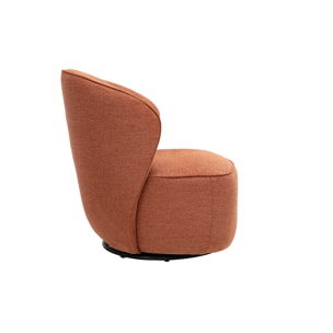 Fauteuil design pivotant en tissu effet velours texturé terre brûlée AMBER