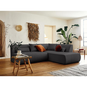 Onyx - canapé modulable d'angle droit 5 places - en tissu - Gris foncé