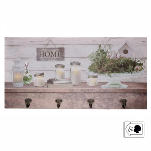 Appendino in legno da 8 posti con led, lanterna cm60x30x1,8