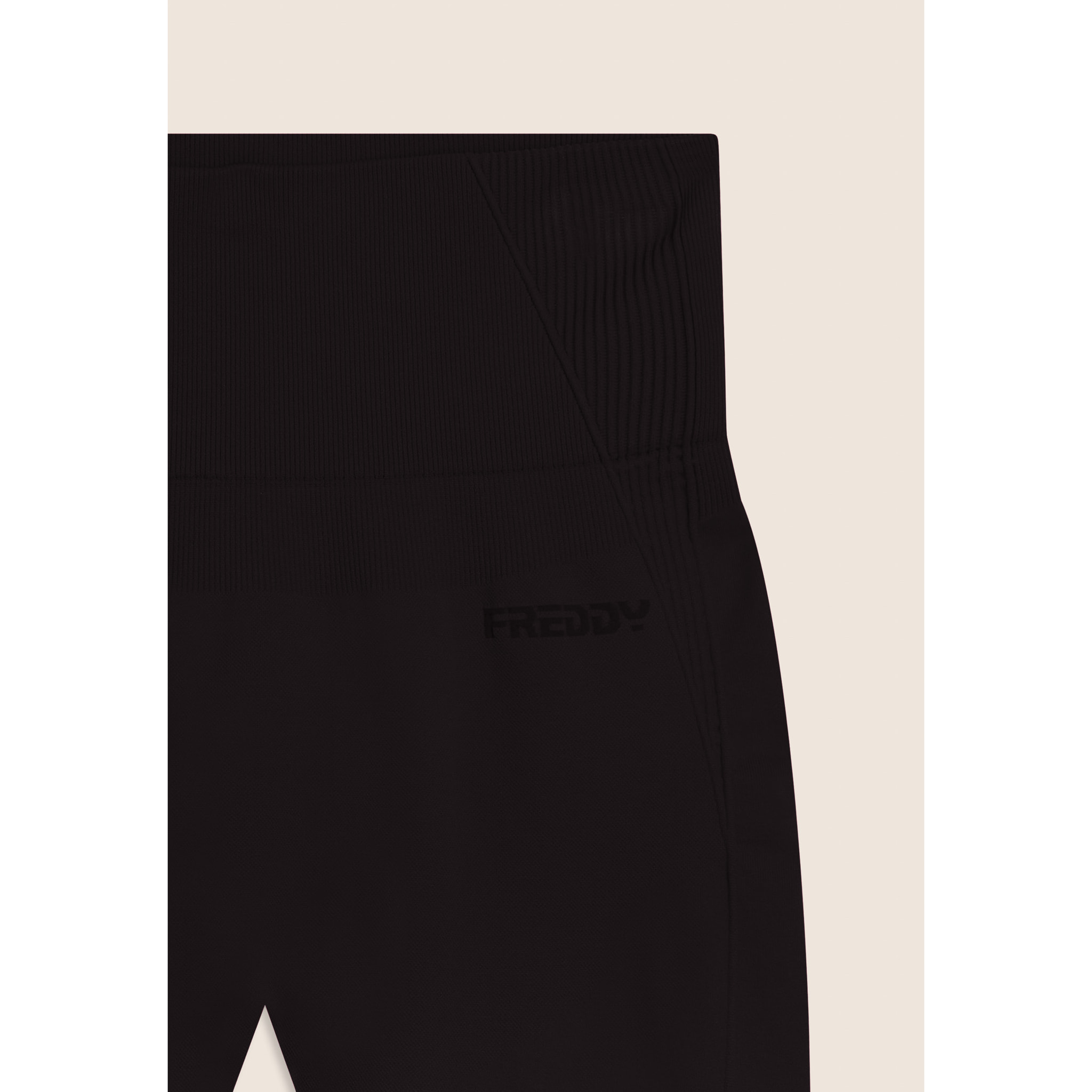 Leggings Seamless 7/8 con Vita Alta e Inserti in Costina