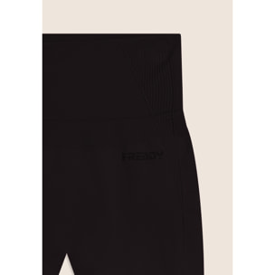 Leggings Seamless 7/8 con Vita Alta e Inserti in Costina